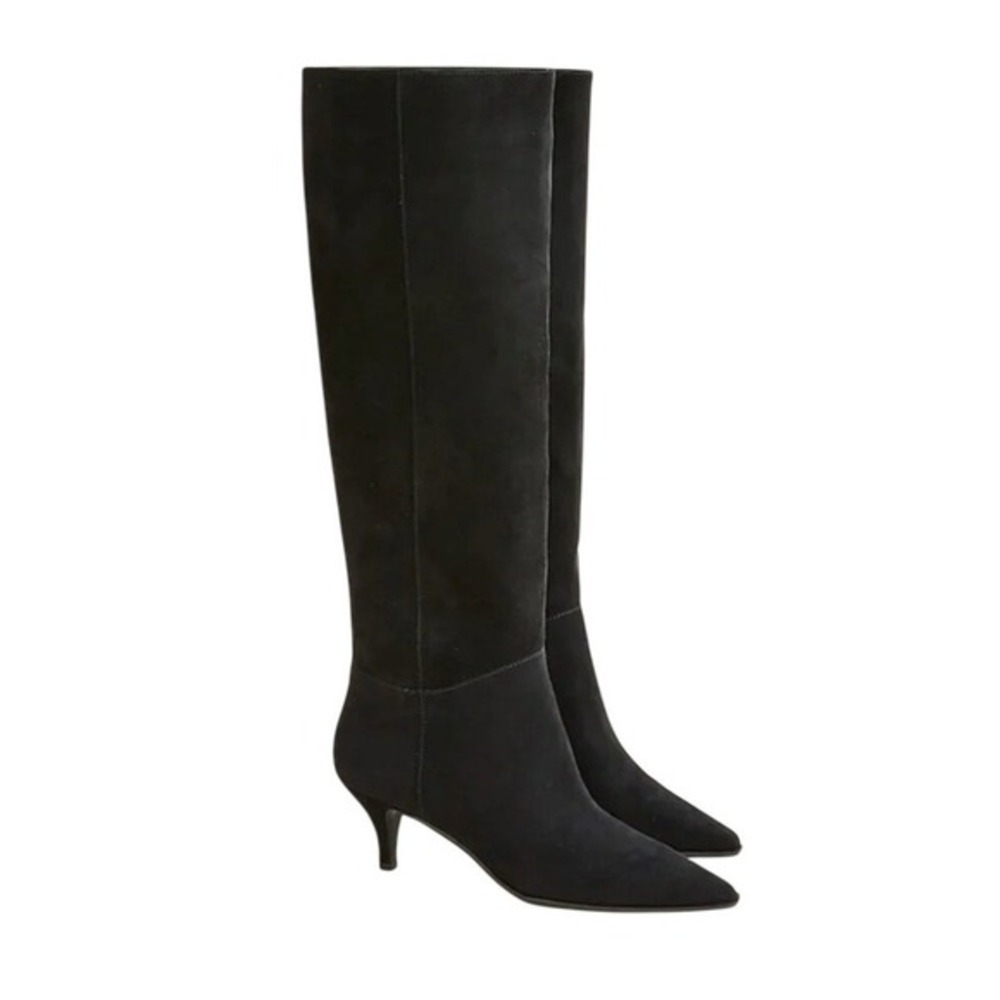 J. Crew Stevie Knee-High Boots Black Suede Kitten Heel 8.5
